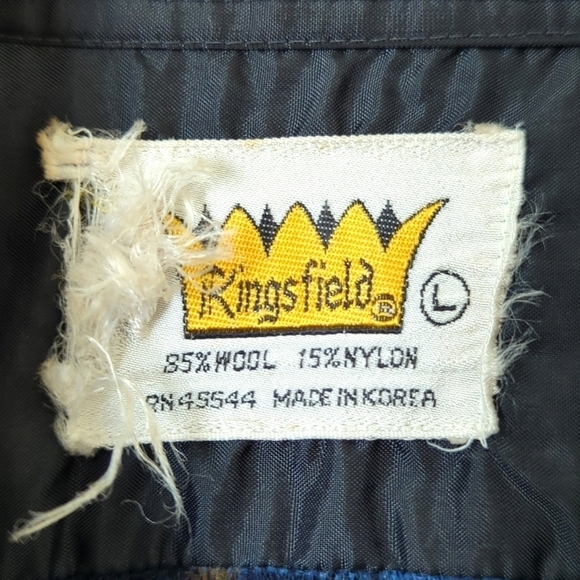 Kingsfield 90's Vintage Plaid Wool Blend Long Sleeve Button Down Shirt Blue L - Picture 4 of 12